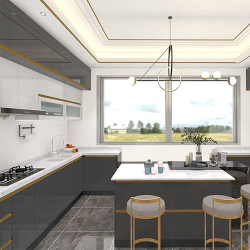 Modern Black Matte Acrylic Kitchen Design Kitchen