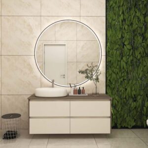 Streamlined Minimalist Bathroom Vanity with Natural Accents