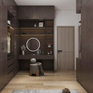 Luxurious Wood Walk-In Closet for Elegant Storage Solutions