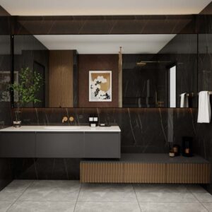 Sleek Black Melamine Bathroom Cabinets in Modern Decor