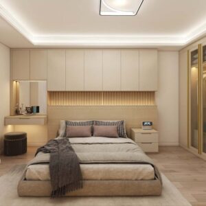 Elegant Cream PVC Hinged Wardrobe with Glass Doors