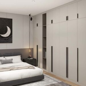 Elegant Modern White Bedroom with Melamine Hinged Wardrobes