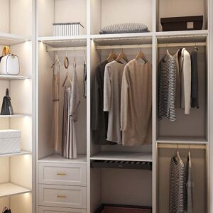 Minimalism White L-Shaped Walk In Closet
