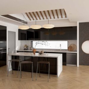 Modern Elegance with Glossy Lacquer Kitchen Cabinets